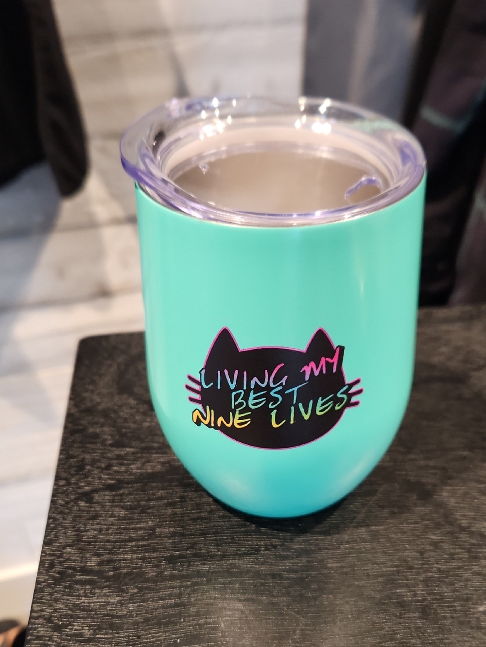 EUC Cat Lady Living My Best Nine Lives Insulated Tumbler - Aqua 12 Oz